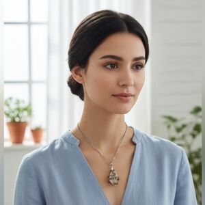 Natural Quarts Crystal necklace wrap around snake design